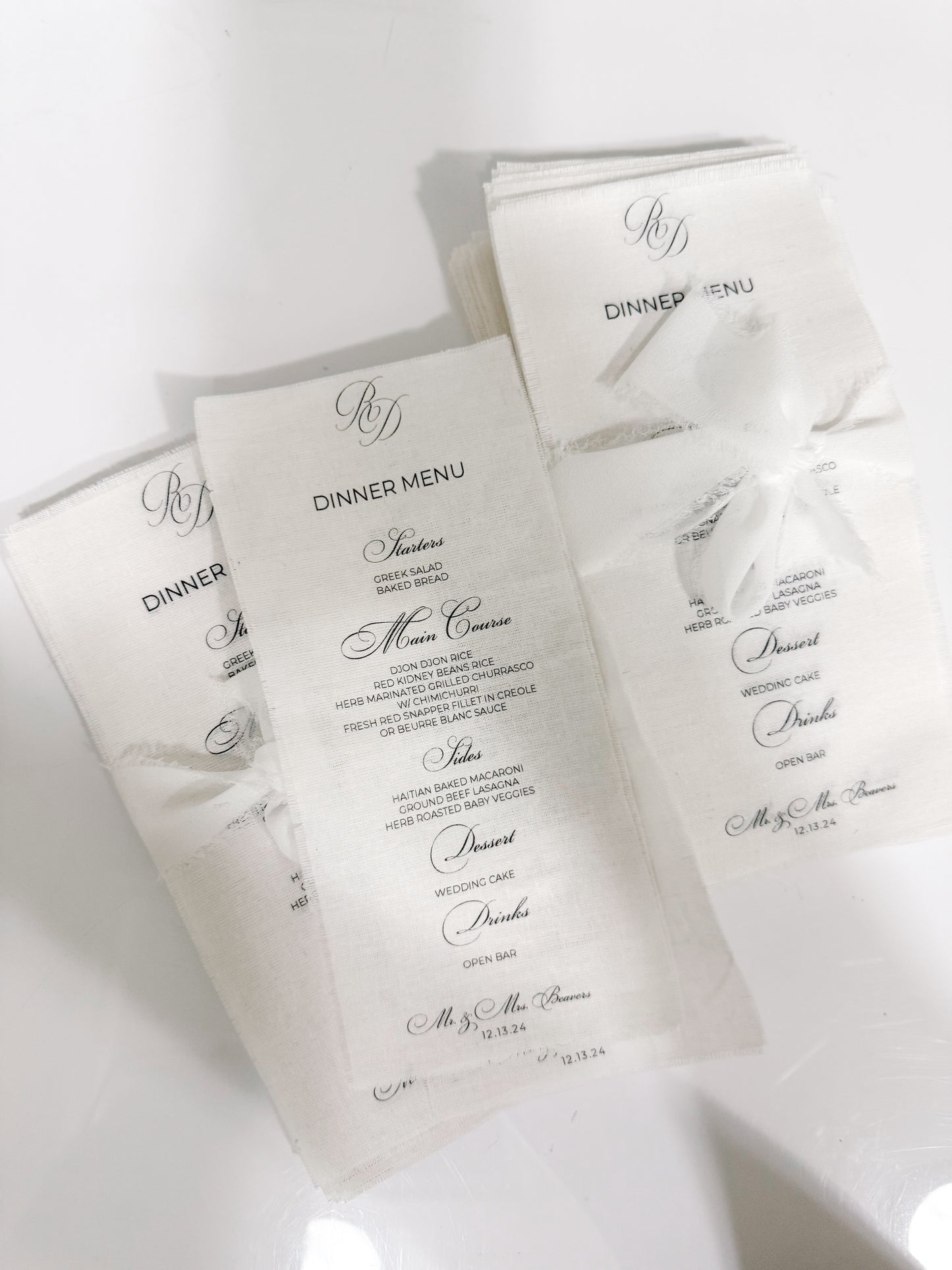 Linen Fabric Menus